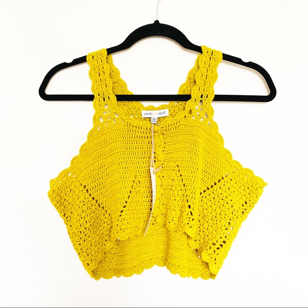 Woven Heart Crochet Crop Top Size XL
